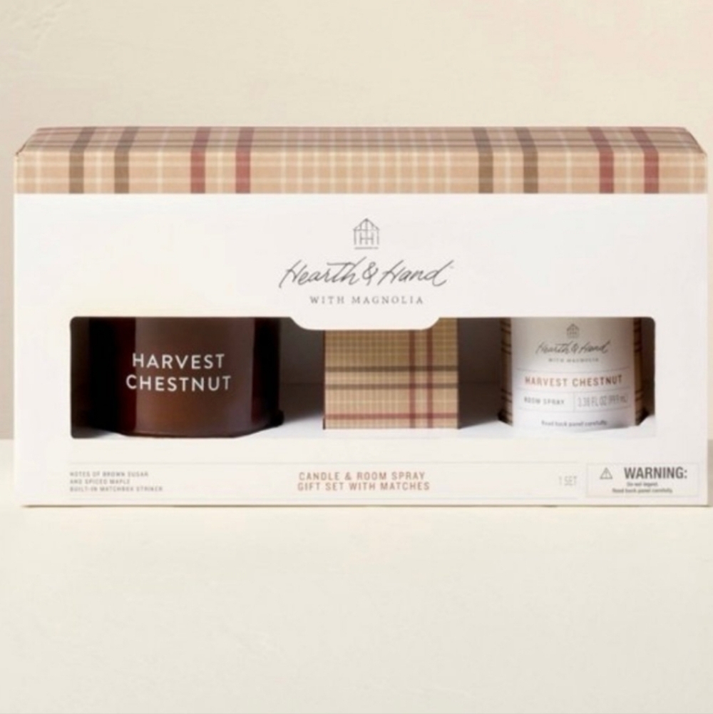 Hearth & Hand 3pc. Harvest Chestnut Candle and Spray Set